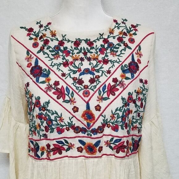 Umgee Boho Bliss Cream Floral Embroidered Dress - Picture 7 of 15